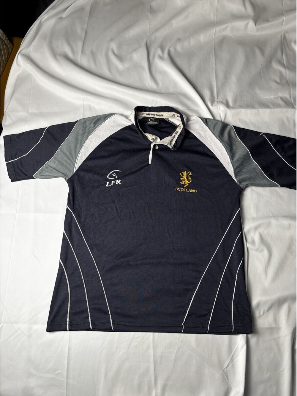 Live For Rugby Scotland Rugby Jersey Polo Shirt Navy Gray -